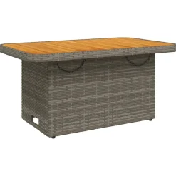 Puutarhapöytä harmaa 90x55x71 cm polyrottinki ja akasiapuu