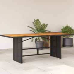 Puutarhapöytä polyrottinki, 190x80x75 cm, eri pöytälevymateriaalit ja värit (33233)