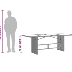 Puutarhapöytä polyrottinki, 190x80x75 cm, eri pöytälevymateriaalit ja värit (33233)