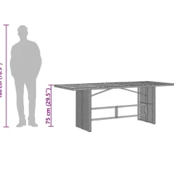 Puutarhapöytä polyrottinki, 190x80x75 cm, eri pöytälevymateriaalit ja värit (33233)