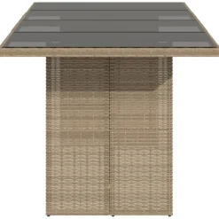 Puutarhapöytä polyrottinki, 190x80x75 cm, eri pöytälevymateriaalit ja värit (33233)