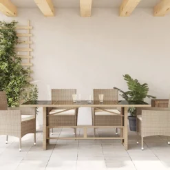 Puutarhapöytä polyrottinki, 190x80x75 cm, eri pöytälevymateriaalit ja värit (33233)