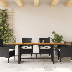 Puutarhapöytä polyrottinki, 190x80x75 cm, eri pöytälevymateriaalit ja värit (33233)