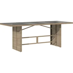 Puutarhapöytä polyrottinki, 190x80x75 cm, eri pöytälevymateriaalit ja värit (33233)