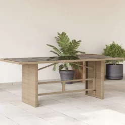 Puutarhapöytä polyrottinki, 190x80x75 cm, eri pöytälevymateriaalit ja värit (33233)