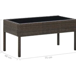 Puutarhapöytä ruskea 75x40x37 cm polyrottinki