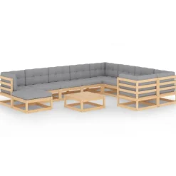 Puutarhasohvasarja, pehmusteilla, mäntypuu, 11-osainen, eri värejä