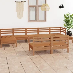 Puutarhasohvasarja, pöydällä, mänty, 9-osaa, eri värivaihtoehtoja