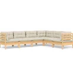 Puutarhasohvasarja, tyynyt, 6-osainen, mäntypuu, eri värivaihtoehtoja