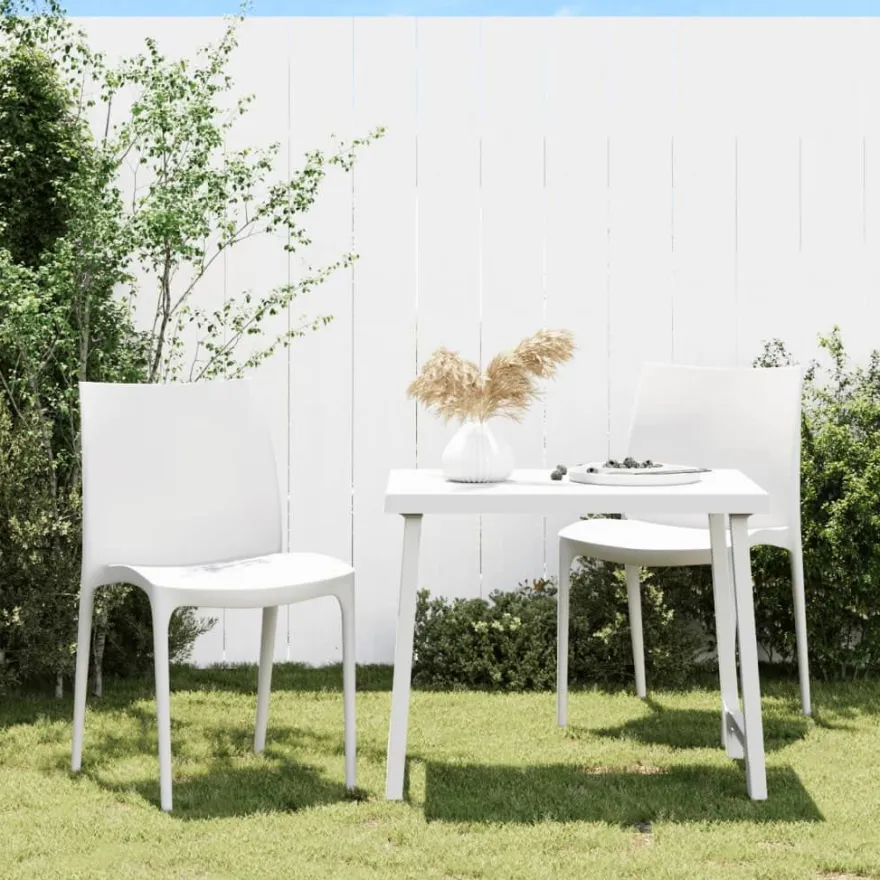 Puutarhatuolit 2 kpl valkoinen 50x46x80 cm polypropeeni