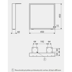Pöydänjalka Pihlaja J9, 450x450mm, 2 kpl, musta