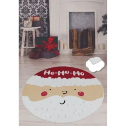 Pyöreä joulumatto Linento Ho Ho Ho, Ø100cm, punainen