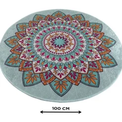 Pyöreä kylpyhuonematto Linento Royal, Ø100cm, sininen