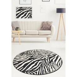 Pyöreä matto Linento Zebra mustavalkoinen, eri kokoja
