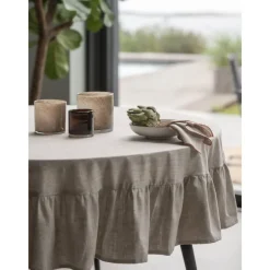 Pöytäliina Svanefors Sabina, Ø160 + 20cm, beige