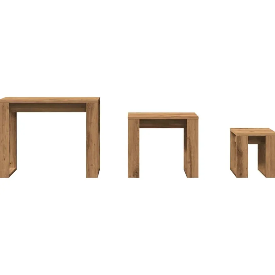 Pöytäpesäsetti 3 kpl, artesaani tammi, eri värejä (08197)