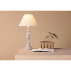 Pöytävalaisin Venture Home Caen, ø35x62cm, vaaleanharmaa/beige