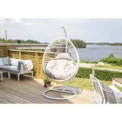 Riipputuoli Venture Home Viga, valkoinen runko / harmaat pehmusteet