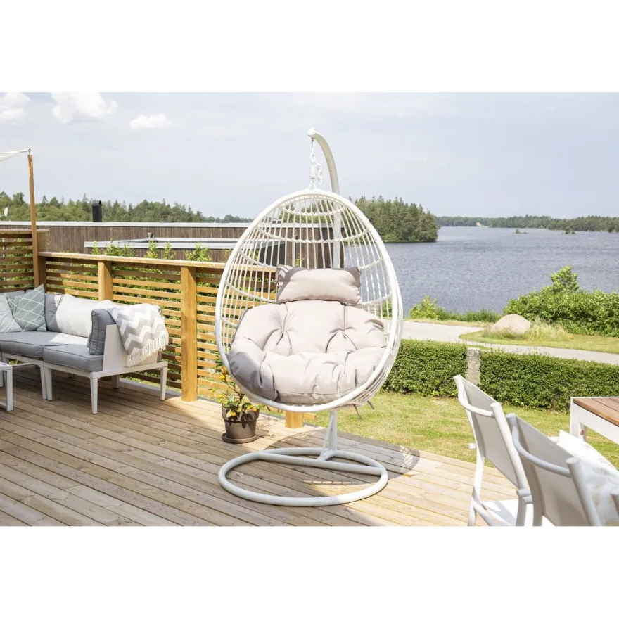 Riipputuoli Venture Home Viga, valkoinen runko / harmaat pehmusteet