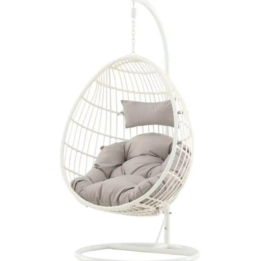 Riipputuoli Venture Home Viga, valkoinen runko / harmaat pehmusteet