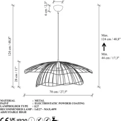 Riippuvalaisin Linento Lighting Mantar-650X-Xl, Ø70cm
