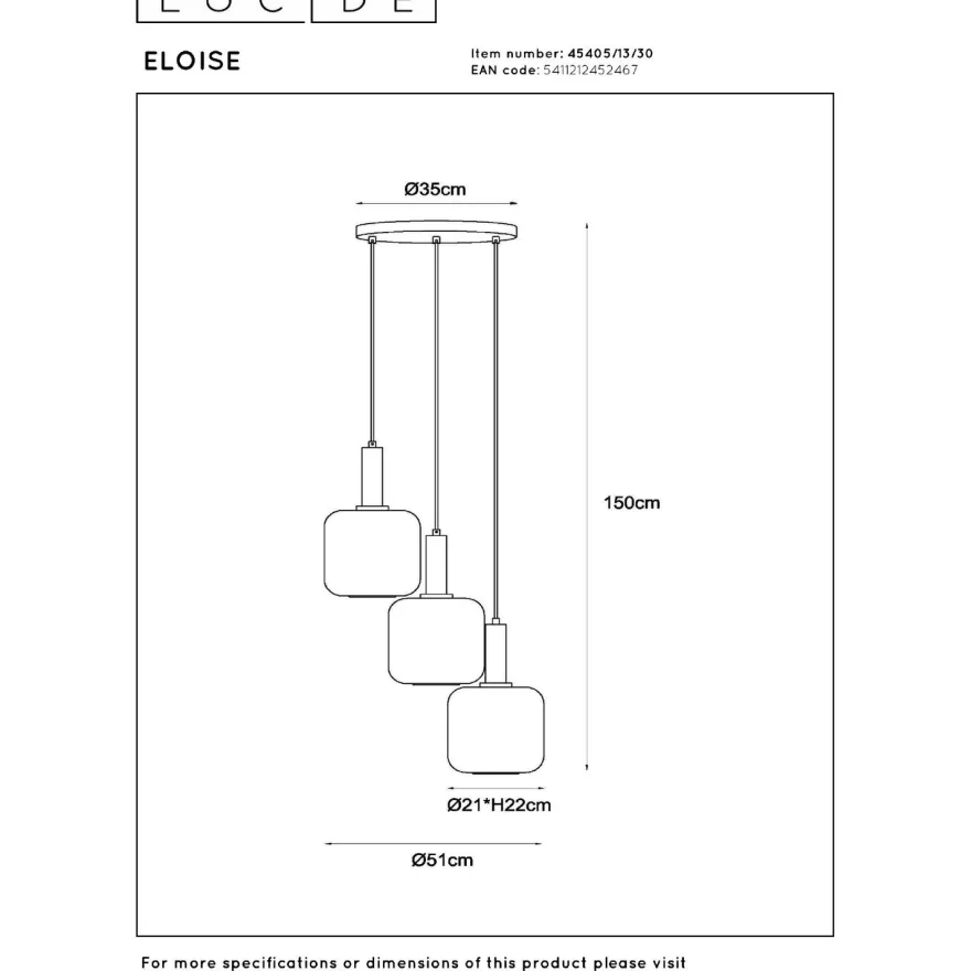 Riippuvalaisin Lucide Eloise, Ø40cm, IP20, musta