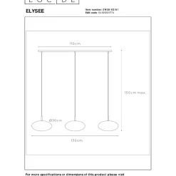 Riippuvalaisin Lucide Elysee, 30x130cm, IP20,