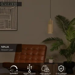 Riippuvalaisin Lucide Ninja, Ø11.5cm, IP20, keltainen