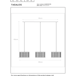 Riippuvalaisin Lucide Tagalog, Ø40cm, IP20, musta