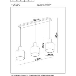 Riippuvalaisin Lucide Toledo, Ø20cm, IP20, 3 kpl, meripihka