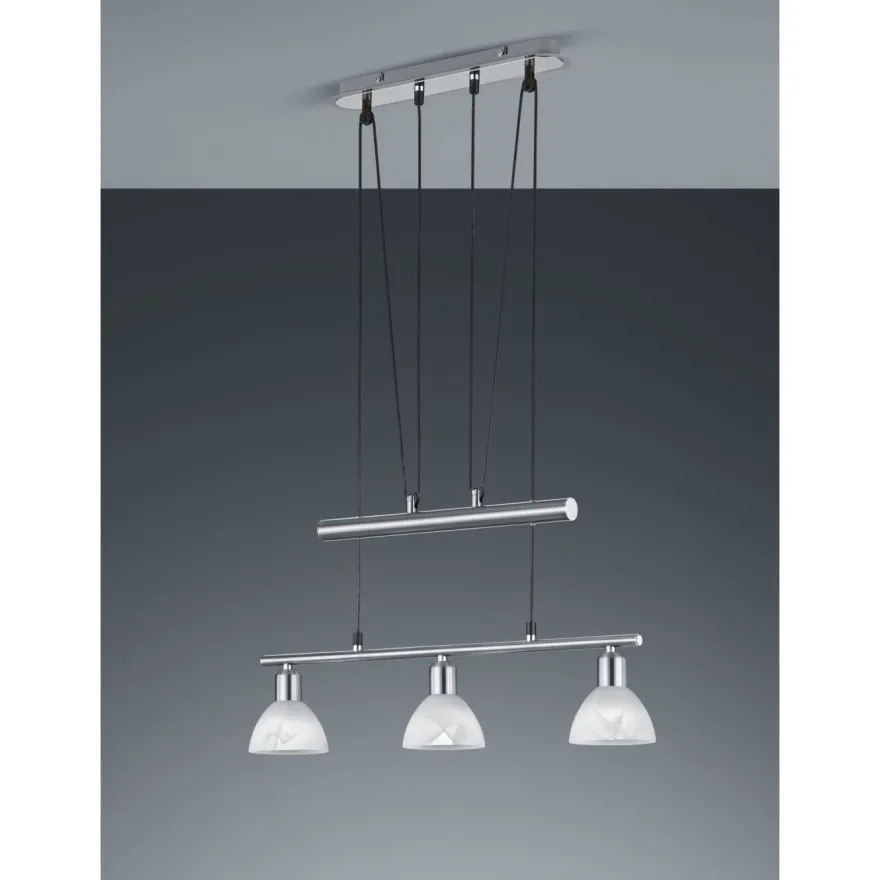 Riippuvalaisin Trio Levisto, 605x110x1600 mm, 3-osainen harjattu teräs