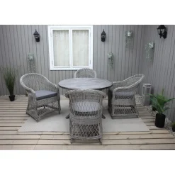 Ruokailuryhmä Baltic Garden, Ø112cm Scottsdale-pöytä + 4 Rosie-tuolia