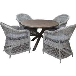 Ruokailuryhmä Baltic Garden, Ø112cm Scottsdale-pöytä + 4 Rosie-tuolia