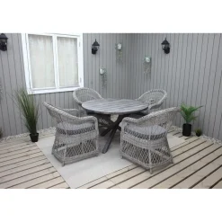 Ruokailuryhmä Baltic Garden, Ø112cm Scottsdale-pöytä + 4 Rosie-tuolia