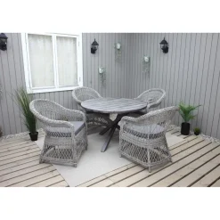 Ruokailuryhmä Baltic Garden, Ø112cm Scottsdale-pöytä + 4 Rosie-tuolia