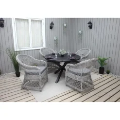 Ruokailuryhmä Baltic Garden, Ø112cm Scottsdale-pöytä + 4 Rosie-tuolia