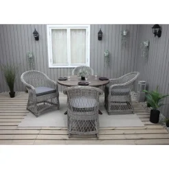 Ruokailuryhmä Baltic Garden, Ø112cm Scottsdale-pöytä + 4 Rosie-tuolia
