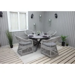Ruokailuryhmä Baltic Garden, Ø112cm Scottsdale-pöytä + 4 Rosie-tuolia