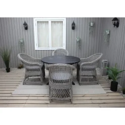 Ruokailuryhmä Baltic Garden, Ø112cm Scottsdale-pöytä + 4 Rosie-tuolia