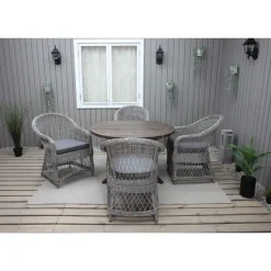 Ruokailuryhmä Baltic Garden, Ø112cm Scottsdale-pöytä + 4 Rosie-tuolia
