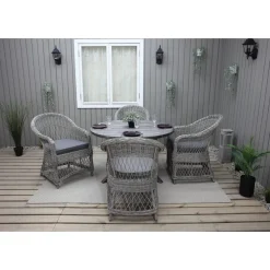 Ruokailuryhmä Baltic Garden, Ø112cm Scottsdale-pöytä + 4 Rosie-tuolia