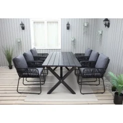 Ruokailuryhmä Baltic Garden, 190x86cm Scottsdale-pöytä + 6 Maggie-tuolia