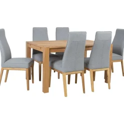 Ruokailuryhmä Home4You CHICAGO NEW 140 cm pöydällä ja 6 tuolilla, harmaa