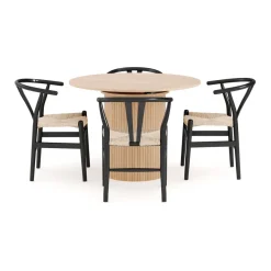 Ruokailuryhmä Kopparbo, 106cm jatkettava, 4 Dastoori ruokatuolia, beige (00722)