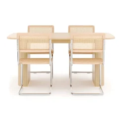 Ruokailuryhmä Kopparbo, 160cm pöytä + 4 Build tuolia, valkoinen (01705)