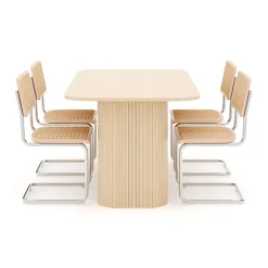 Ruokailuryhmä Kopparbo, 160cm pöytä + 4 Build tuolia, valkoinen (01705)