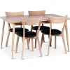 Ruokailuryhmä Stenexpo 140x90cm Odense-pöytä + 4 Eksjö-tuolia jatkettava valkoöljytty tammi