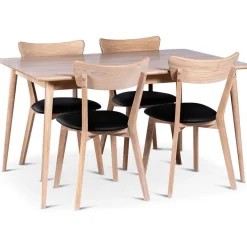 Ruokailuryhmä Stenexpo 140x90cm Odense-pöytä + 4 Eksjö-tuolia jatkettava valkoöljytty tammi