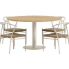 Ruokailuryhmä ulos Venture Home, beige Croft-pöytä Ø120cm + 4 beigeä Alfons-tuolia