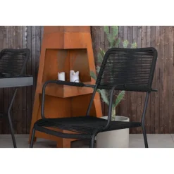Ruokailuryhmä ulos Venture Home, Dallas-pöytä 193x90cm + 6 mustaa mustaa Lindos-tuolia